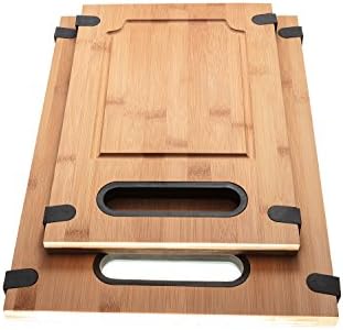 Premium Bamboo Cutting Board Set of 2 ✯ Extra Thick Cutting Boards ✯ Non Slip Cutting Board Set For Safety, Durability &amp; Natural Richly Textured Quality