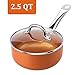 SHINEURI 1.5 qt Copper Saucepan, Mini Saute Pan with Lid - Cooking for Soup, Stew, Sauce, Pasta & Reheat Food, Compatible for Induction, Gas, Electric & Stovetops, Perfect for 1-2 Person Meal