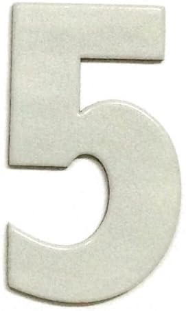 Bold White Reflective Mailbox or House Number - 5 - Size 3" - (select size (2",3",4",5" or 6") and digit (0-9) in dropdown menus) - Thick, Die-cut PVC