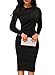 AlvaQ Women's Retro Lapel Long Sleeve Bodycon Midi Dress