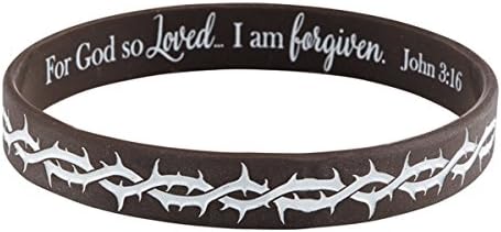 John 3:16 GiftsCrown of Thorns Silicone Bracelet with for God So Loved Holy Prayer Card, 8 Inch