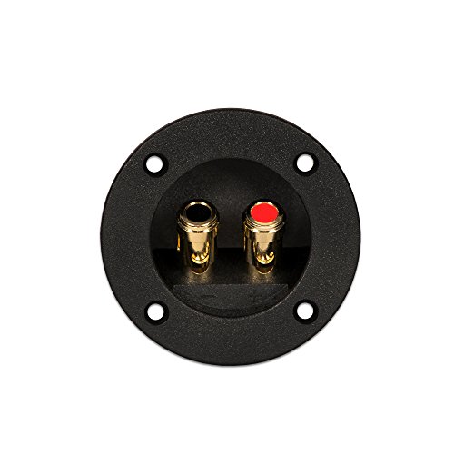 Goldwood Sound Speaker Box Terminal Cups 2 Round Power Speaker Terminal Plates Black (RGT50502