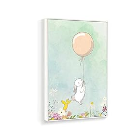 Framed Canvas Wall Art for Living Room, Bedroom Cartoon Bunny Canvas Prints for Home Decoration Ready to Hanging - 16x24 inches
