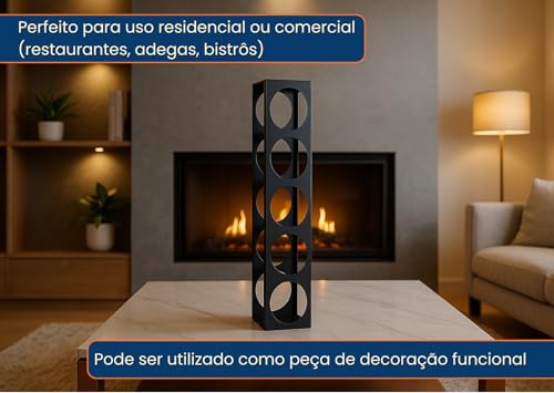 Rack Suporte Vertical de Vinho 5 Garrafas Preto TLPRO - Praticidade e Elegância