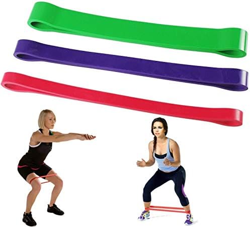 Resistance Loop Bands - Set of 3 Heavy Duty Fit Latex Elastic Bands for Upper & Lower Body & Core Exercise for Home Fitness, Stretching, Strength Training, Physical Therapy, Yoga, Pilates