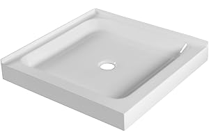 Fine Fixtures 30" x 30" Double Threshold Acrylic Shower Base with Non-Slip Textured Surface - Durable White Shower Floor Pan for Safe, Reliable Bathroom Use