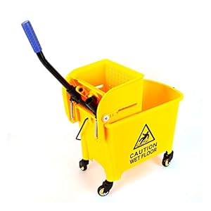 20 liter schoonmaakwagen reinigingswagen | 63 x 27 x 67 cm emmer met scheidingswand | kunststof wisemmer met pers…