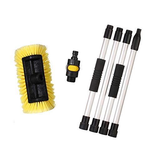 CARCAREZ 10" Flow Thru Car Wash Brush for Auto RV Truck Boat Camper Exterior Washing Cleaning (Brush with Dismountable Hand)