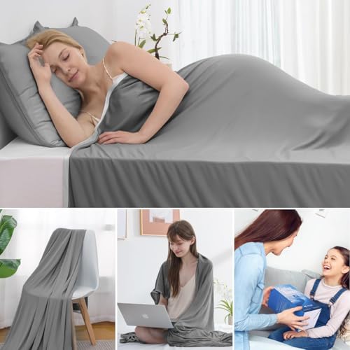 Marchpower Refreshing Summer Blanket, Arc-Chill 3.0 200 x 220 cm, Lightweight and Cool Double-Sided Blanket, Anti-Heat Blanket for Sofa, Office, Travel and Pet Bed Sheet – Grey