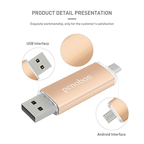 Penobon USB Memory Sticks For Computers Android Flash Drive 32 GB USB Flash Drives Metal USB Thumb Drives Colorful USB Stick Pen Drive 32 GB Water&Shcok Resistant Frosted Champagne Gold - Thumbnail 2