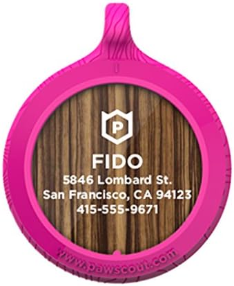Personalized Pawscout Smart Tag for Dogs and Cats - Pink with Zebra Nameplate
