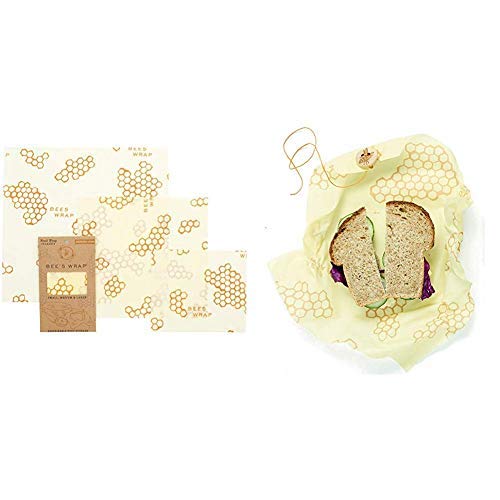 Bee's Wrap Assorted Size Set, 33 x 33 cm / 13 x 13 inch, Single Sandwich Wrap, Beige