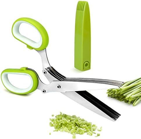 Vermida Kitchen Herb Scissors, 5-Blades Functional Utility Kitchen Shears with Cleaning Comb, Stainless Steel Sharp Cutter for Scallion, Mint, Rosemary, Vanilla, Herb, Chili