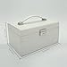 4Queens Girls Jewelry Box White Leather with Makeup Mirror Watch Display Organizer Storage Case Lockable