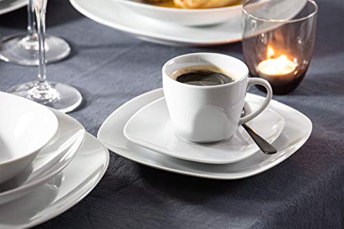 SÃNGER | 12-teiliges Kaffeetassen Set Bilgola aus Porzellan, Kaffee Geschirrset für 6 Personen, Tassen & Untersetzer, Eckiges Design 150 ml | PREMIUM COLLECTION – Bild 7