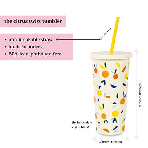 Kate Spade New York Insulated Tumbler with Reusable Straw, 20 Ounce