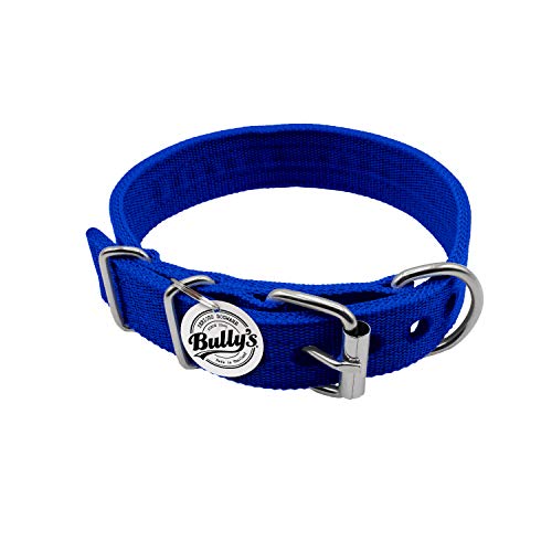 Pitbull Collar, Dog Collar for Large Dogs, Heavy Duty Nylon, Stainless Steel Hardware (XS-1.2 Inches Wide, Sapphire Blue)