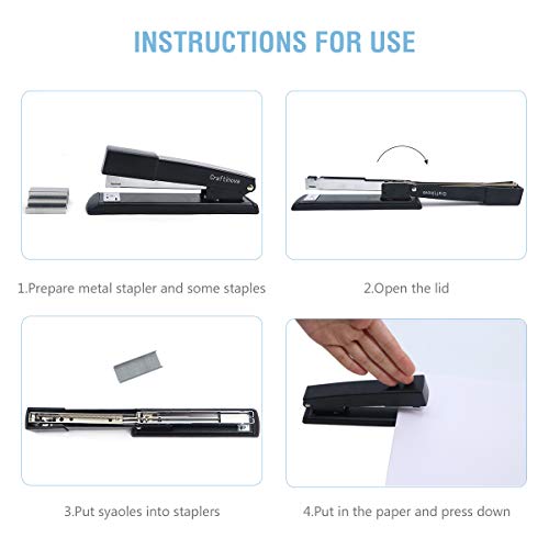 Craftinova Black Stapler for Home, Commercial Desktop Staplers, 20 Sheet Capacity,give Away 2000 Staples and a Nail Puller,3 Pack