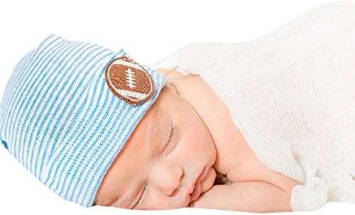 Infanteenie Beenie blue and white football baby boy newborn hospital hat