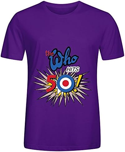 The Who Hits 50 Roll Men Crew Neck Graphic T Shirts Purple