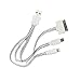 Multi USB 3 in 1 Premium Charging Cable for All Mobile Devices - Compatible With Apple iPhone, Android, Windows and Blackberry Phones and Tablets by Gempion (White)