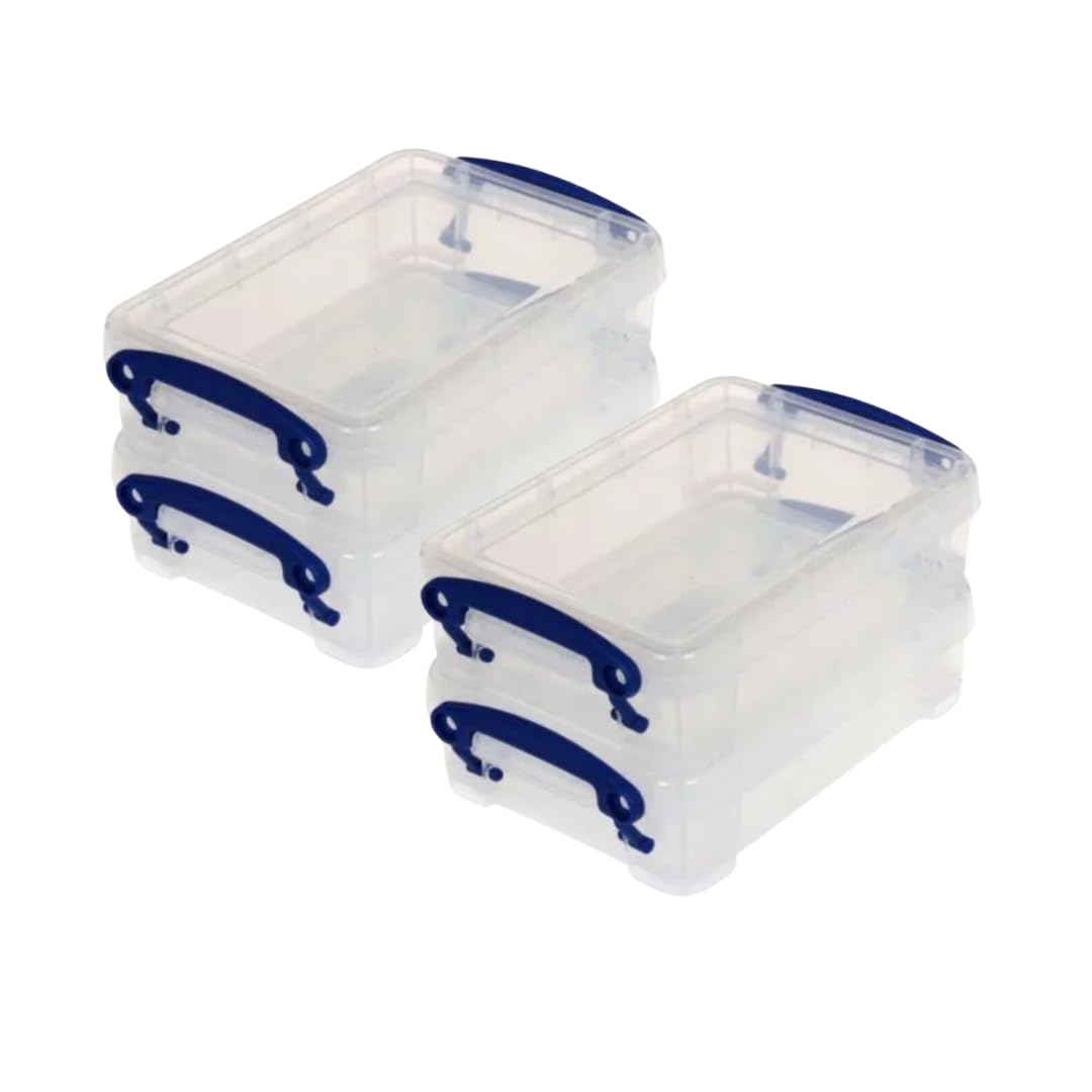 Really Useful Plastic Storage Box 0.35 Litre Clear (Pack of 4)