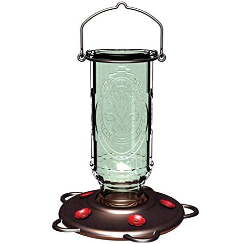 More Birds Vintage Hummingbird Feeder, Antique Glass Bottle, 5 Feeding Ports and 20-Ounce Nectar Capacity (Best Feeder For Hummingbirds)