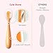 Baby Utensils First Stage Bendable Baby Feeding Spoons, Cute Stone Soft Tip Silicone Training Spoons Easy Grip BPA-Free Baby Toddler Feeding Set Pack of 4