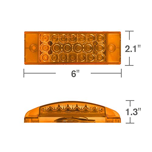 image for Catinbow 2Pcs 6x2 Inch Amber Side Marker Light White Lens 20 LED Recta