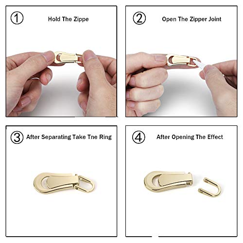 Zipper Pulls #5#3 8PCS - 4 Colors Metal Zipper Fixer Repair Replacement Pullers Metal-Plated Kits Zipper Sliders Zipper Pullers for Backpack Suitcase Jacket Bags Coat by FENGWANGLI - Thumbnail 5