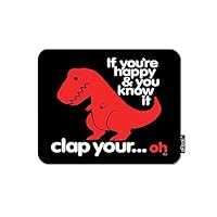 oFloral Dinosaur Gaming Mouse Pad Red Sad Dino If You are Happy You Know It Letter Decorative Mousepad Rubber Base Home Decor for Computers Laptop Office Home 7.9X9.5 Inch