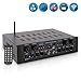 500W Karaoke Wireless Bluetooth Amplifier - 4 Channel Stereo Audio Home Theater Speaker Sound Power Receiver w/ AUX IN, FM, RCA Subwoofer Speakers OUT, USB, Microphone IN w/ Echo - Pyle PTA44BT primary