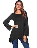 Zeagoo Womens Plus Size Long Flare Sleeve Tunic Casual Irregular Hem Top Shirt