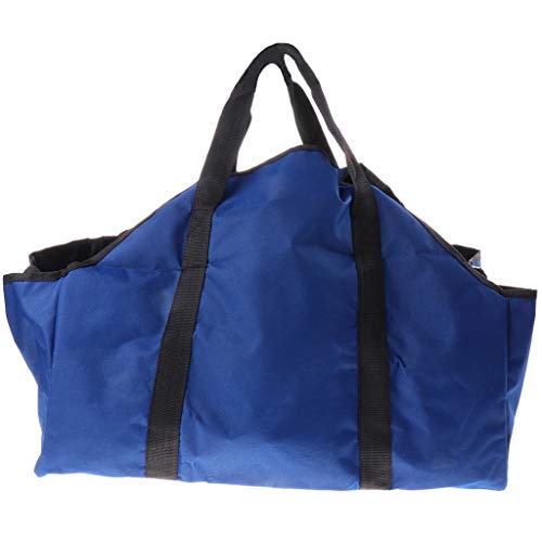 Prettyia Foldable Camping Storage Bag Firewood Rack Firewood Carrier with Adjustable Strap and Handles Outdoor Helper - Blue