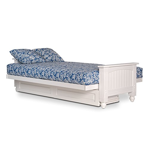 Atlantic Cottage Storage Drawers White Futon Sofabed Queen Size, Frame, Mattress, and Cover