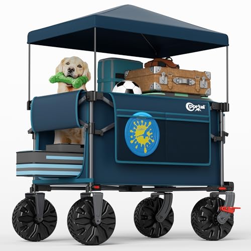 Portal Wagon with Canopy Collapsible 270lbs, Covered Wagon with All-Terrain Whe…