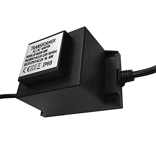 CNBRIGHTER Waterproof 12V AC Transformer 5A 60W,110V-120V AC to 12V AC LED Power Supply, Voltage Converter LED Driver,Adapter for Outdoor Landscape Lighting/Swimming Pool Light (60 Watts) - Thumbnail 2
