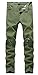 Qazel Vorrlon Men's Army Green Skinny Ripped Slim Fit Stretch Designed Destroyed Denim Jeans