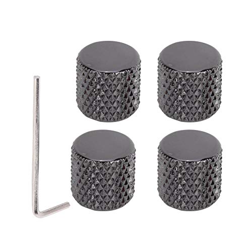 4Pcs Electric Guitar Knobs, Aluminum Alloy with Hex Wrench Musical Instrument Accessories(black) Performance Accessories