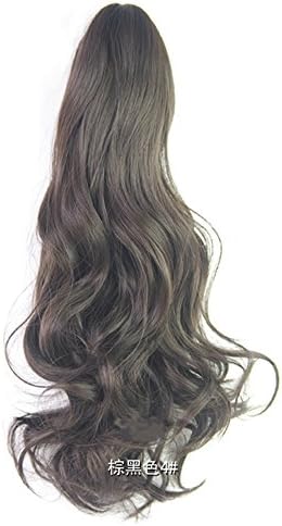 Wigico 22" Hair Piece Pony Tail Extension (black brown) Very Long &amp; Voluminous curled wavy Heat-Resisting // Fashion Girl's Hairpiece Long Wave Claw Clip Ponytail Hair Extensions (brownish black)