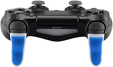 1 Pair Blue White Soft Touch Grip L2 R2 Buttons Trigger Extenders for Playstation 4 PS4 Pro PS4 Slim Controller (Model: JDM-001 JDM-011 JDM-040 JDM-050 JDM-055)
