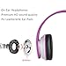 BestGot Kids Headphones Over Ear with Microphone for Girls Adult in-line Volume with Transport Bag Foldable Headphone with 3.5mm Plug Removable Cord (White/Pink)