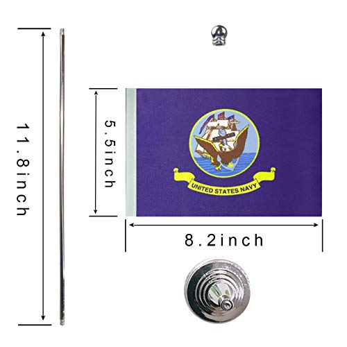 TSMD US Navy Desk Flag Small Mini United States Military Table Flags with Stand Base,Decorations Supplies for Army Party Events Celebration - Thumbnail 2