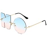 ENTHYI Letter NO Party Rimless Irregular Design Sunglasses For Men/Women UV400 Streetwear Eyewears