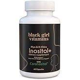 Black Girl Vitamins Inositol Supplement, 2000mg Myo + 50mg D-Chiro, Vegan Capsules to Support Hormone Balance, Healthy Ovarian & Menstrual Wellness, 60 Count