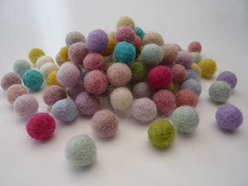 heidifeathers Handmade Felt Balls - 100 Balls - Choose Size and Mix (1cm Unicorn)