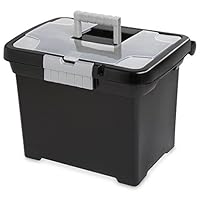 TrueCraftware Portable Office File Box for Hanging Letter Size Folders with Lid Storage Compartment 15 x 10 x 11.5 inch