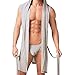 Lisli Mens Robes Bathrobe Hooded Sexy Sleeveless Kimono Silk Sleepwear Pajamas