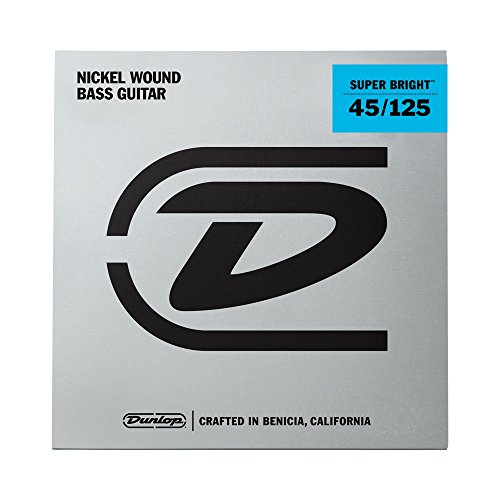 Dunlop DBSBN45125 Super Bright Bass Strings, Nickel Wound, Medium, .045-.125, 5 Strings/Set