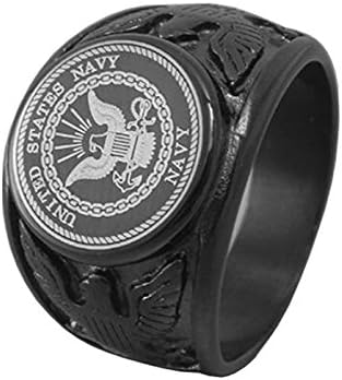 Titansten Men's Stainless Steel US Army Eagle Medal Ring and US Army Marine Eagle Medal Ring